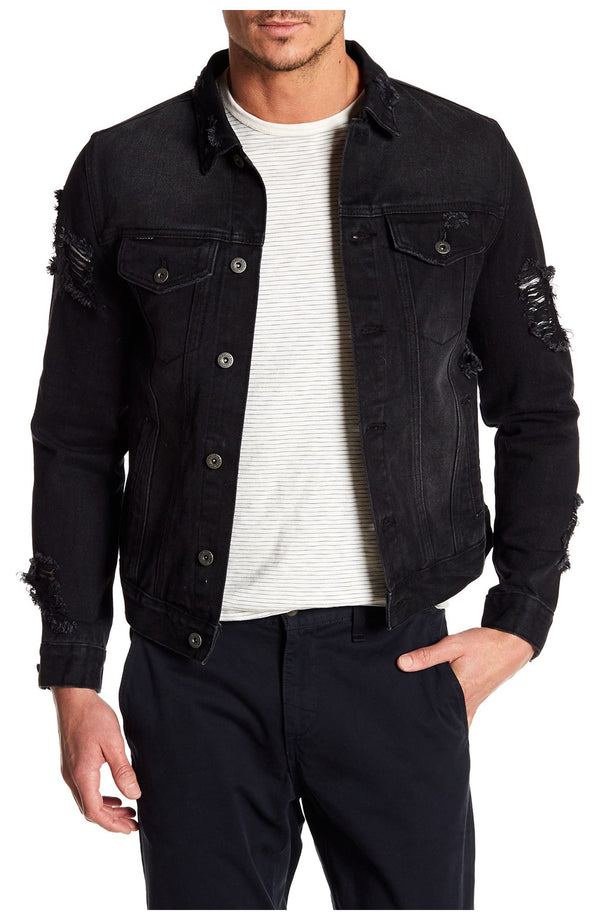 Request Black Distressed Denim Jacket