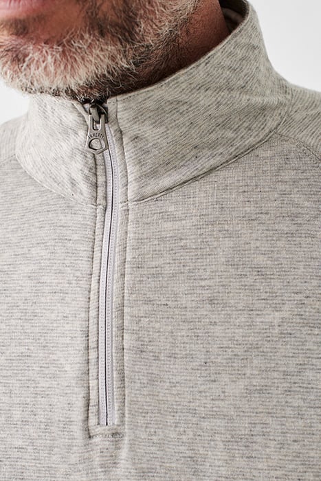 Faherty Grey Long Sleeve Qtr Zip Pullover