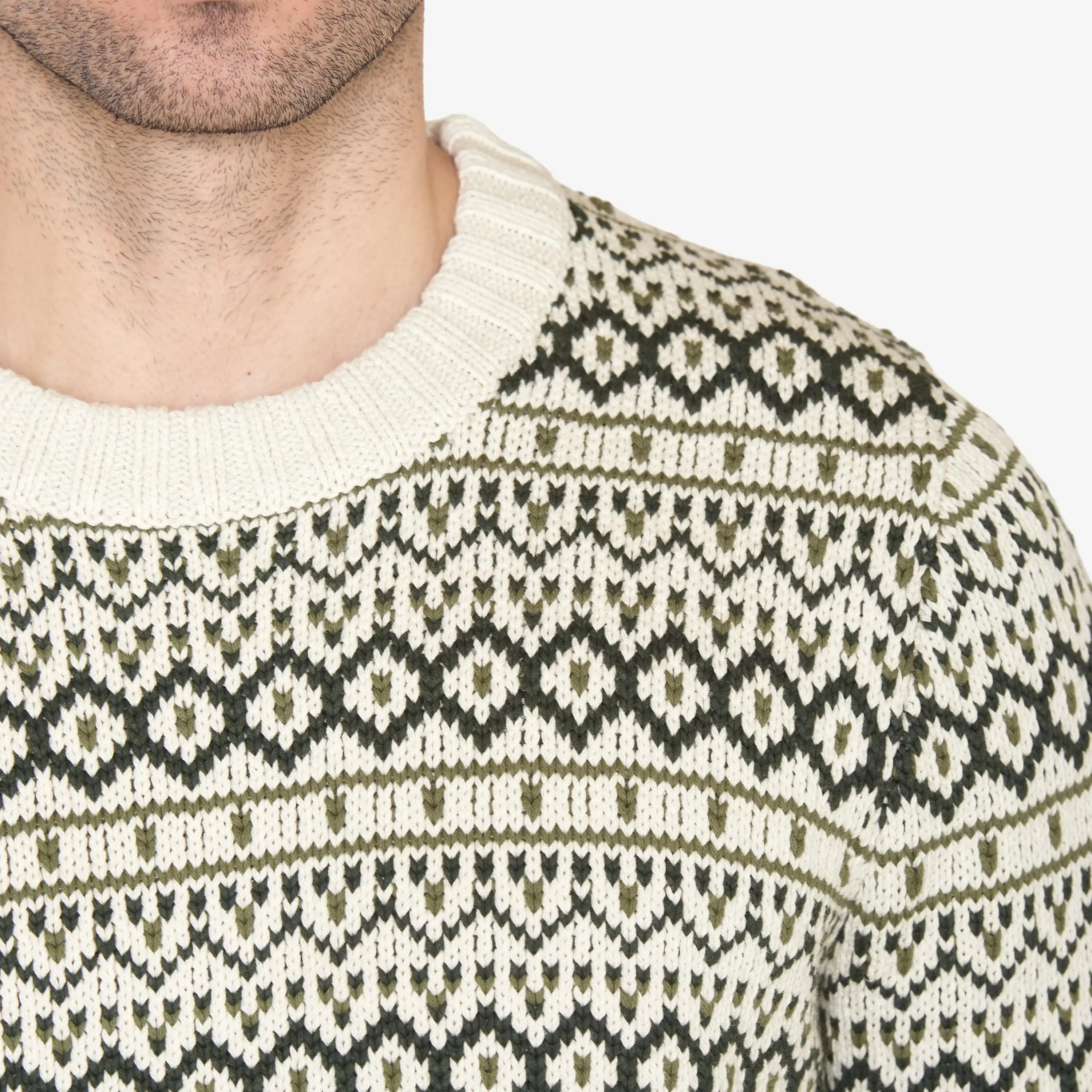Faire,Signal Clothing, Signal Clothing Beige Jacquard Cotton Sweater, Tan, Medium-43-TagM