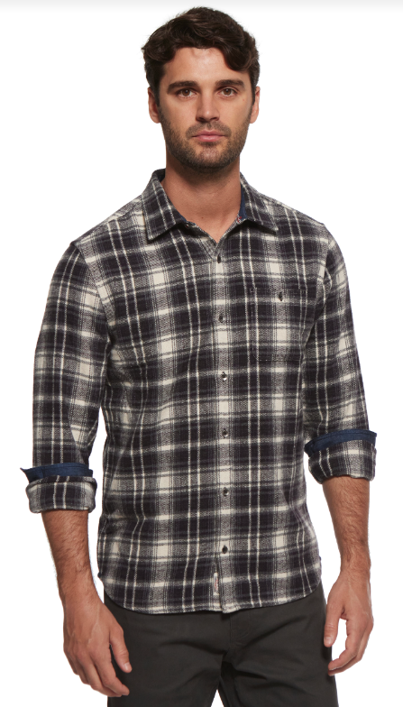 Wholesale,Flag & Anthem, Flag & Anthem Grey/Cream Plaid Flannel Shirt, Grey, Large-46-TagL
