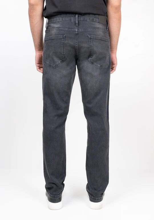 Brisk Charcoal Grey Ripped Slim Fit Stretch Jeans