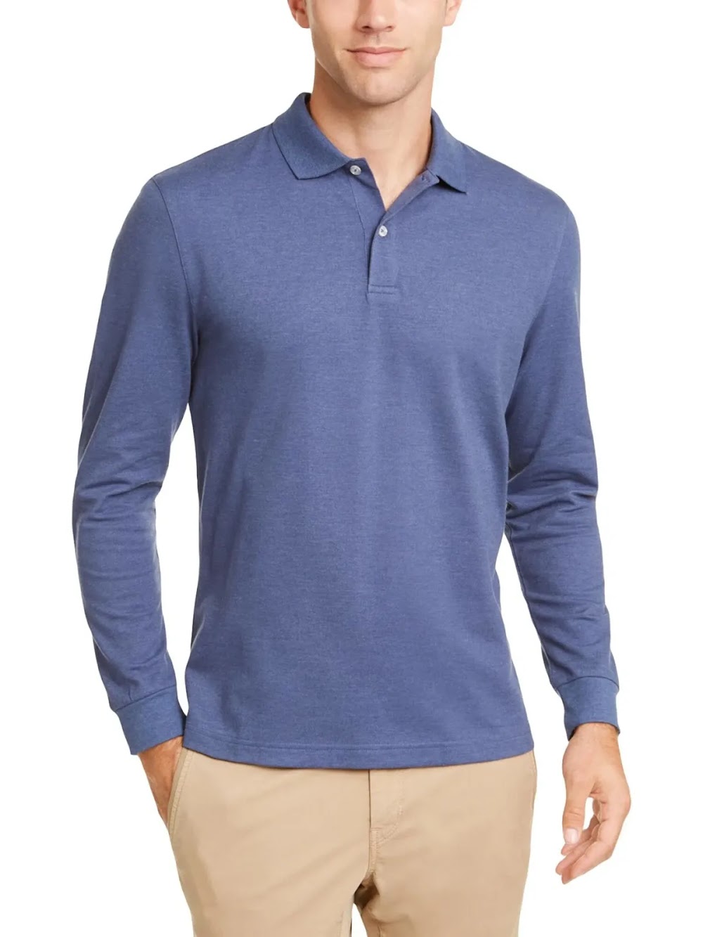 Bobbi + Bricka,Clubroom, CLUBROOM Blue Longsleeve Polo Shirt, Blue, Medium-42-TagM