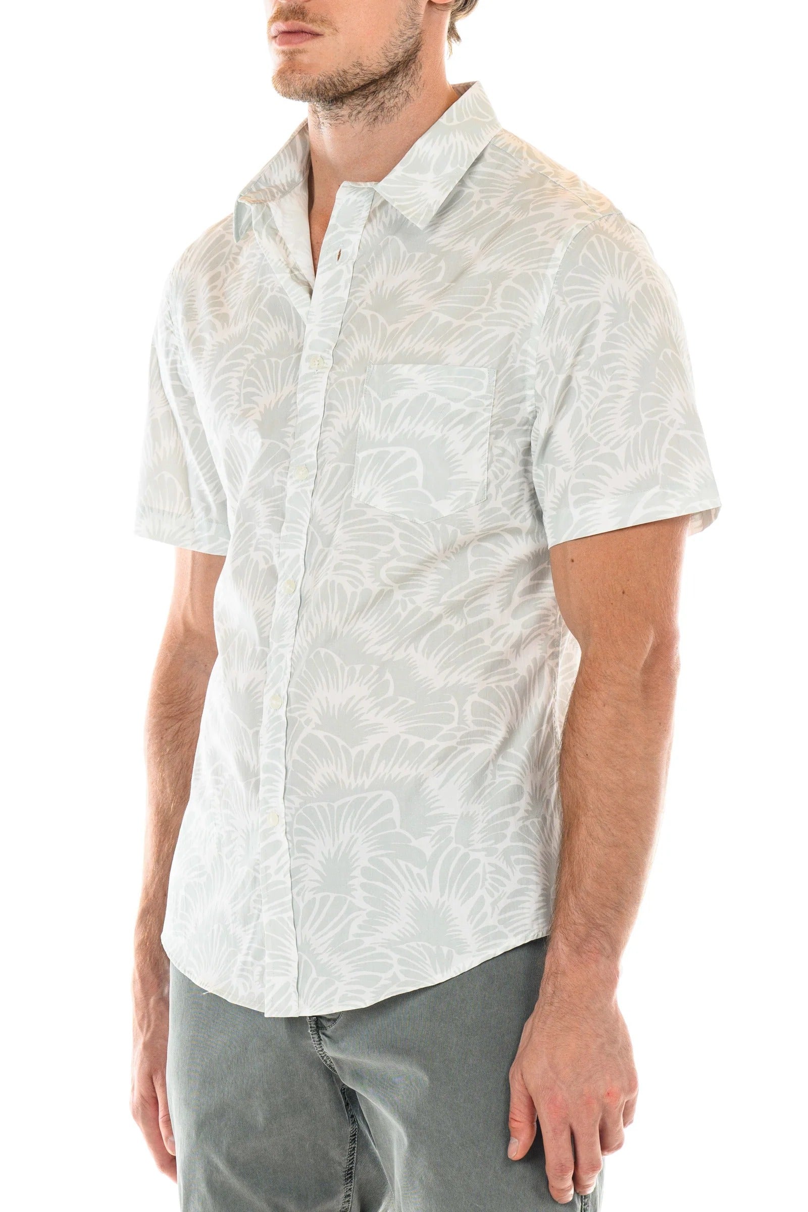 Wholesale,Original Paperbacks, Original Paperbacks Green Tropical Print Florence Shirt, Green, Medium-43-TagM