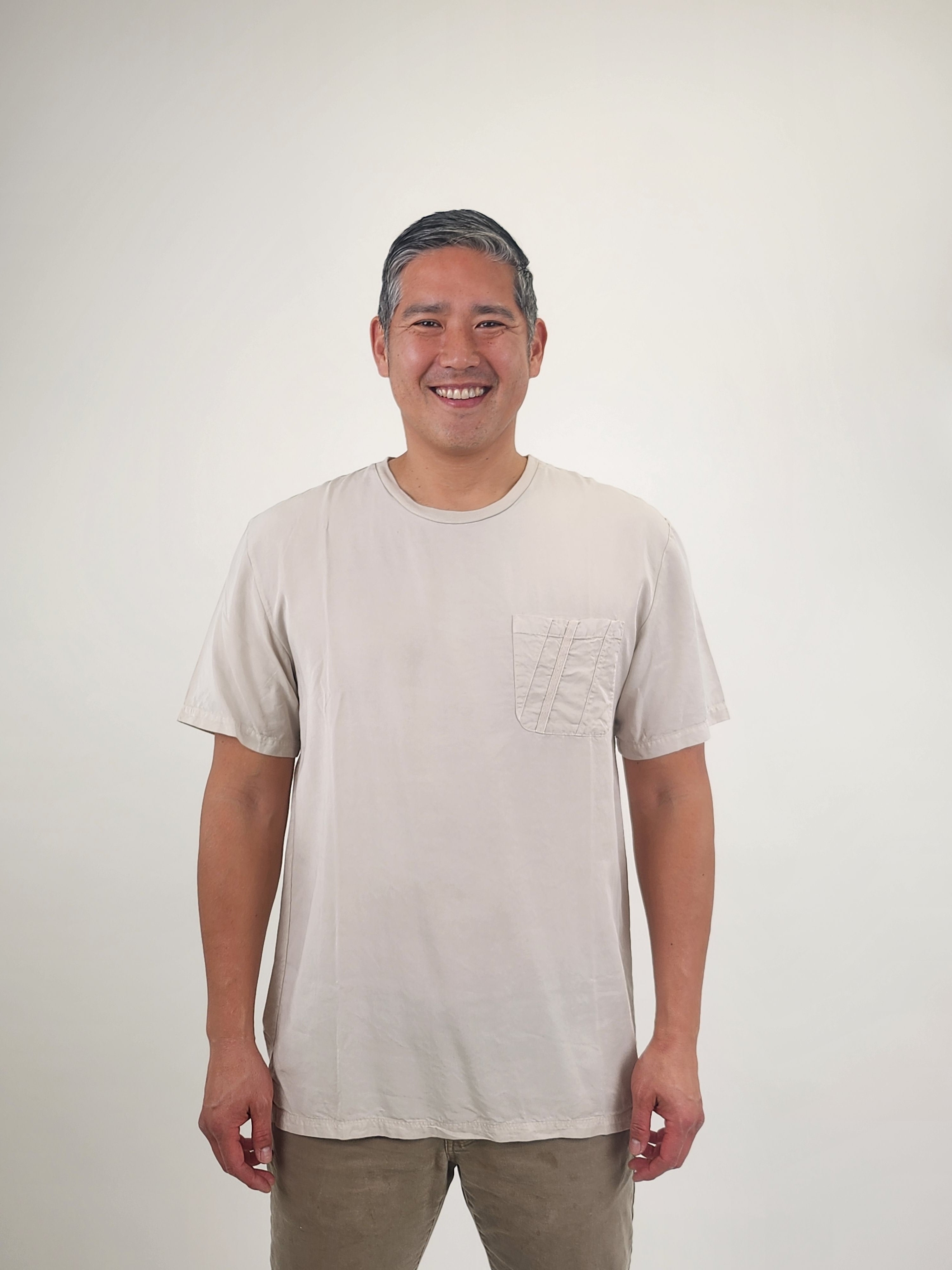 Wholesale,Reesedeluca, Reese De Luca Tan T-Shirt with Chest Pocket, Tan, Medium-44-TagM