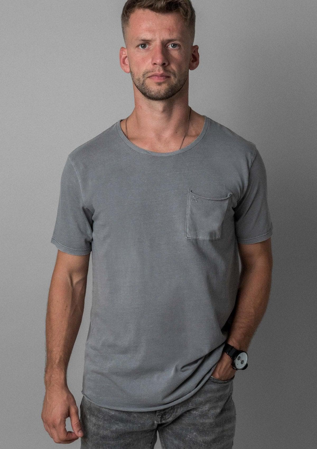 Brand Partner,Acapella, Acapella Grey X Pocket Curved Hem Tee, Grey, Small-38-TagSMedium-40-TagMLarge-43-TagLExtra Large-46-TagXL