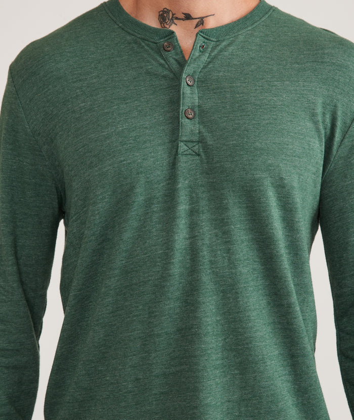 Wholesale,Marine Layer, Marine Layer Pine Green Long Sleeve Double Knit Henley, Green, Medium-41-TagM