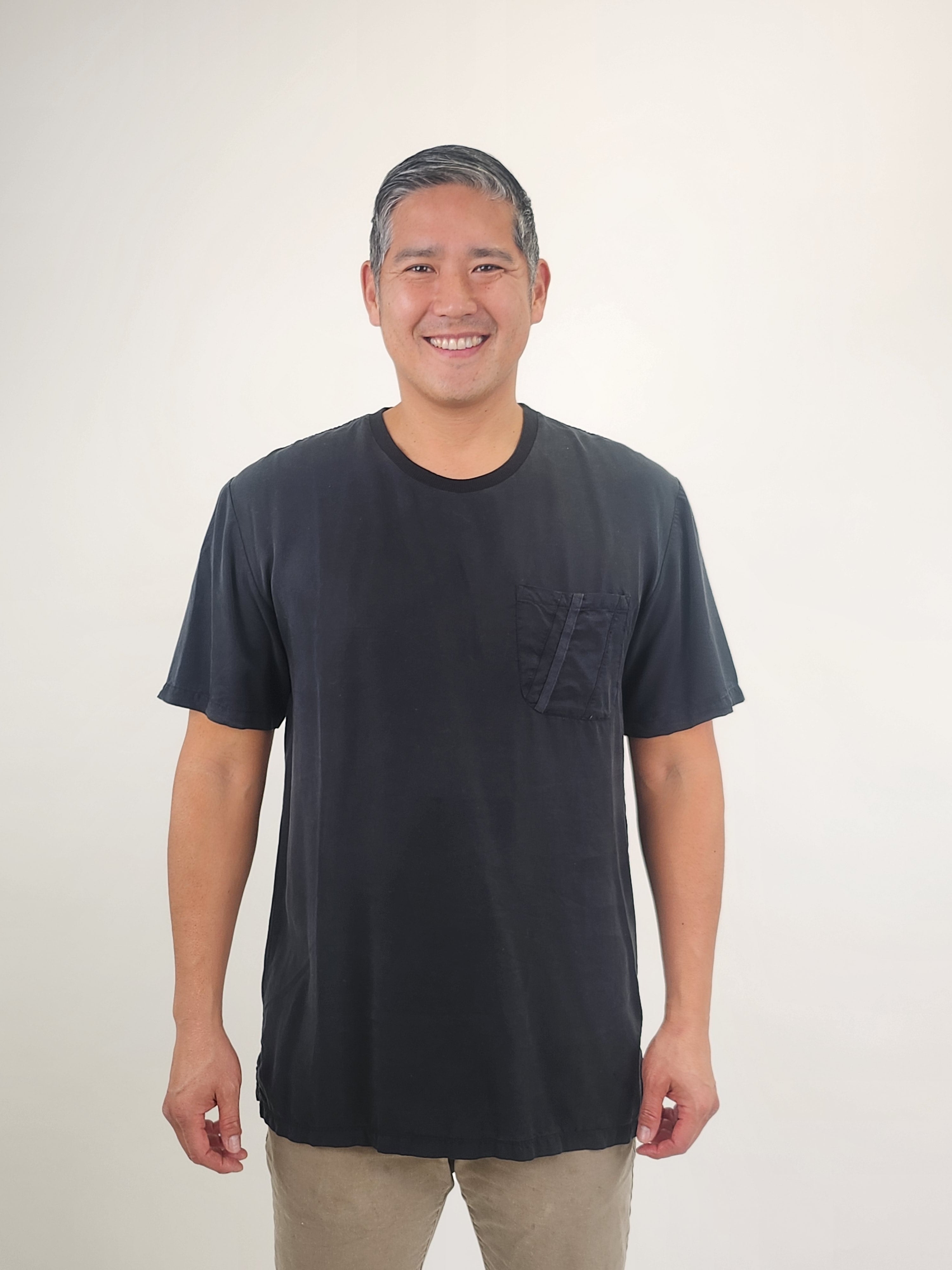 Wholesale,Reesedeluca, Reese De Luca Black T-Shirt with Chest Pocket, Black, Medium-44-TagM