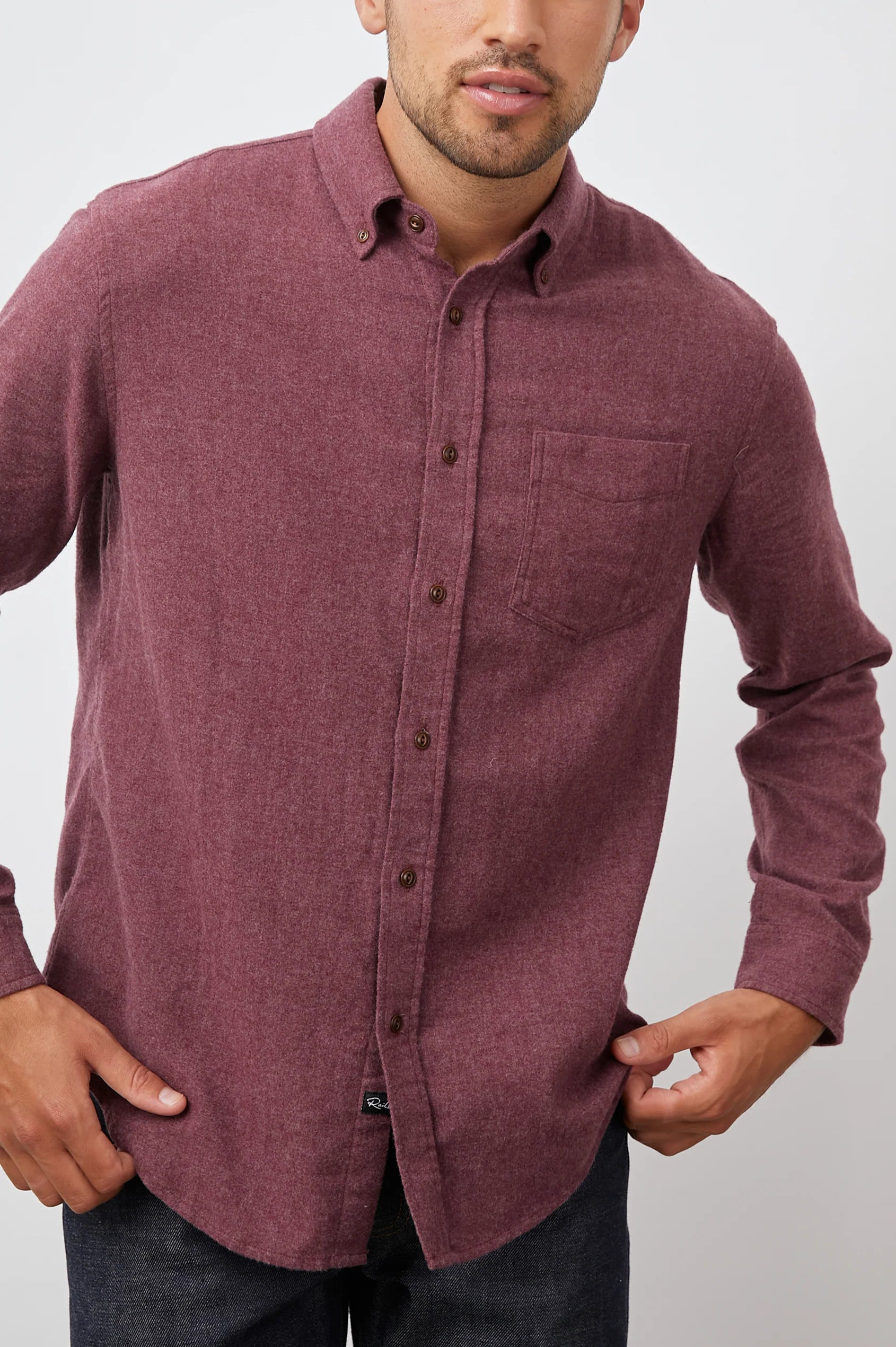 Wholesale,Rails, Rails Dark Red Solid Flannel Shirt, Red, Large-48-TagL