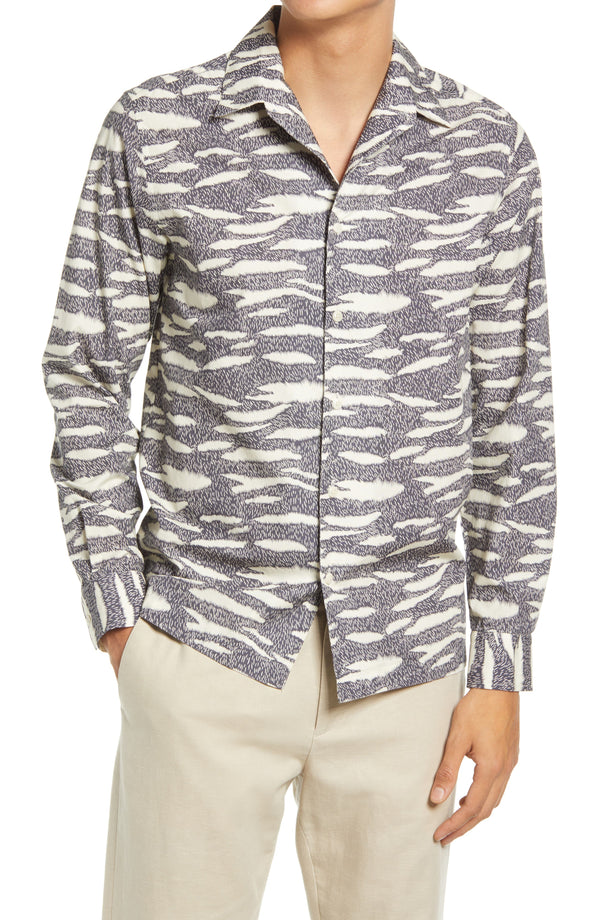 Ted Baker Navy Zebra Print Button Up Shirt