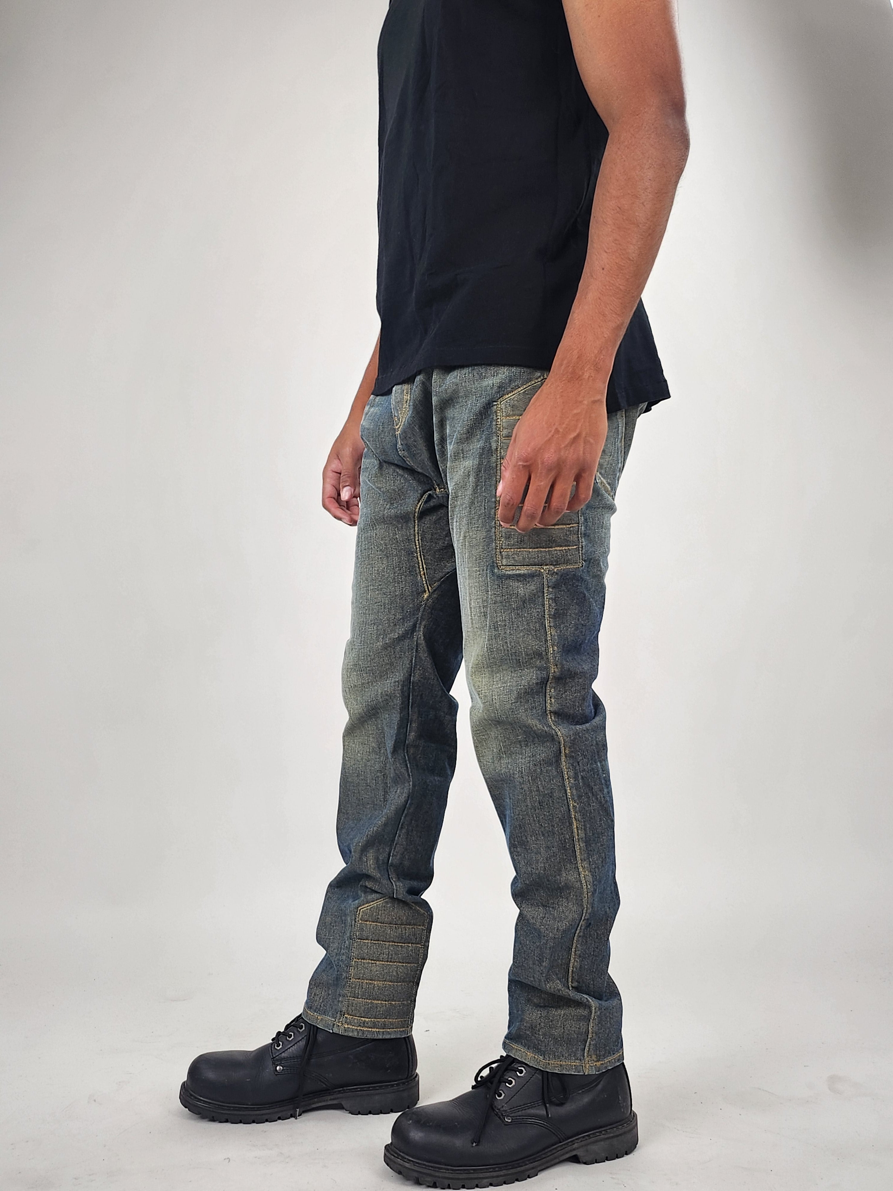 Wholesale,Reesedeluca, Reese De Luca Blue Gold Pants with Drop Crotch, Blue, 34W-31L-TagL