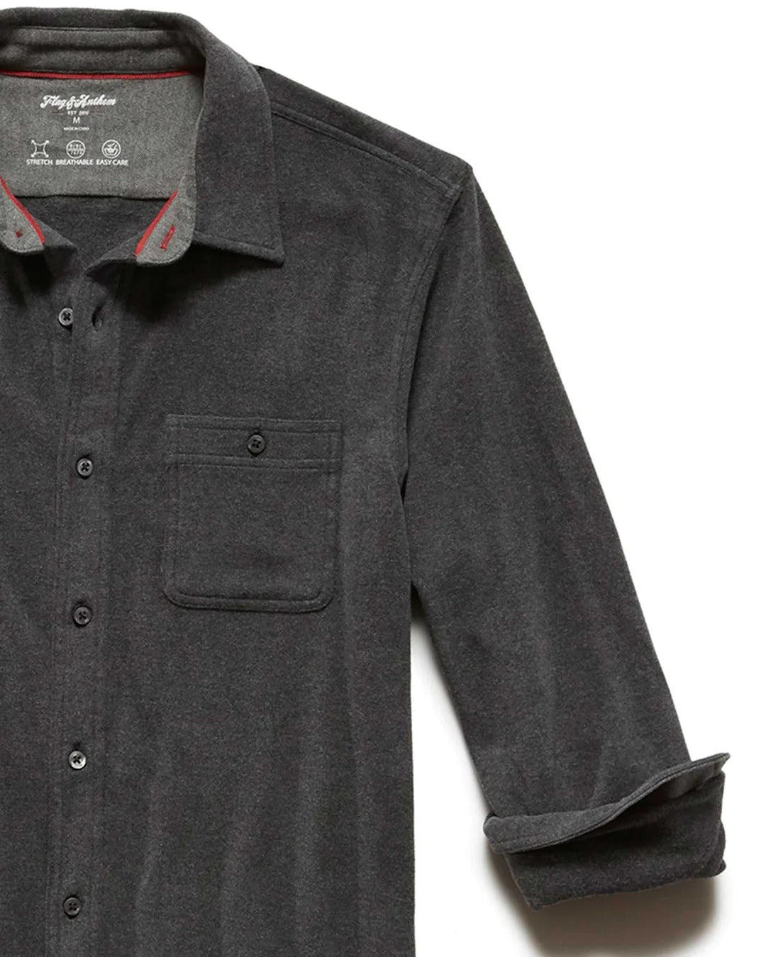 Wholesale,Flag & Anthem, Flag & Anthem Charcoal Knit Performance Flannel Shirt, Grey, Extra Large-48-TagXL