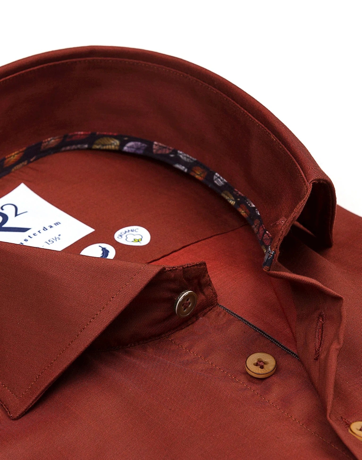 Brand Partner,R2 Amsterdam, R2 Amsterdam Red Long Sleeve Button Up Tencel Shirt, Red, Medium-43-Tag41