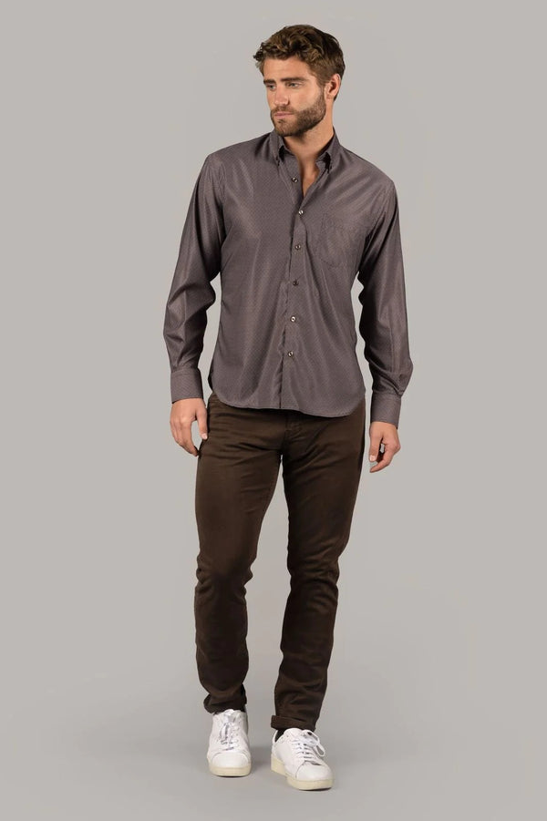 American Heritage Brown/Black Circular Print Performance Stretch Shirt