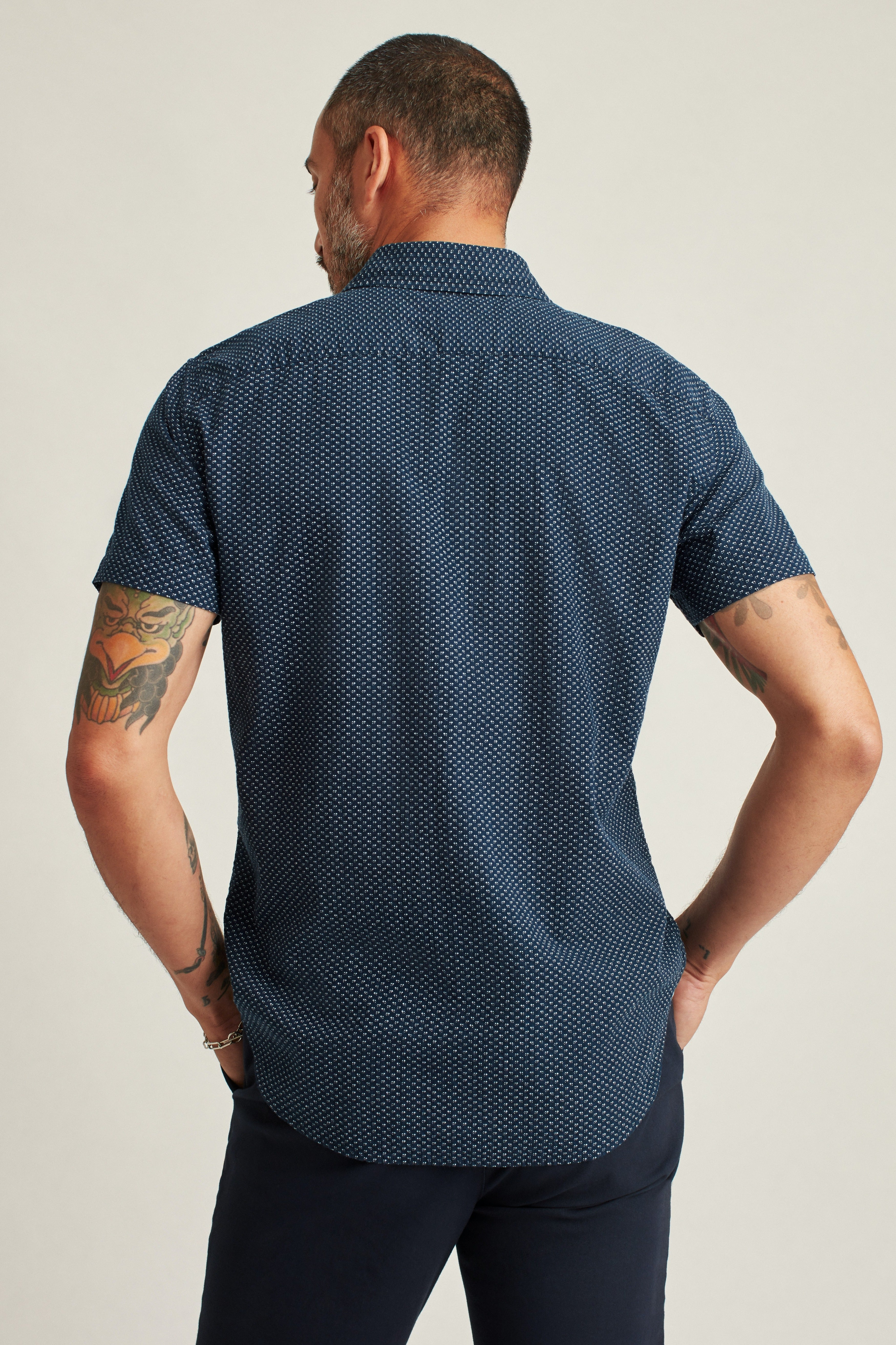 Wholesale,Bonobos, Bonobos Blue Seersucker Flower Print Stretch Short Sleeve Shirt, Blue, Large-45-TagL