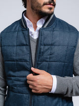 SMF Blue Vest with Varsity Collar Detail
