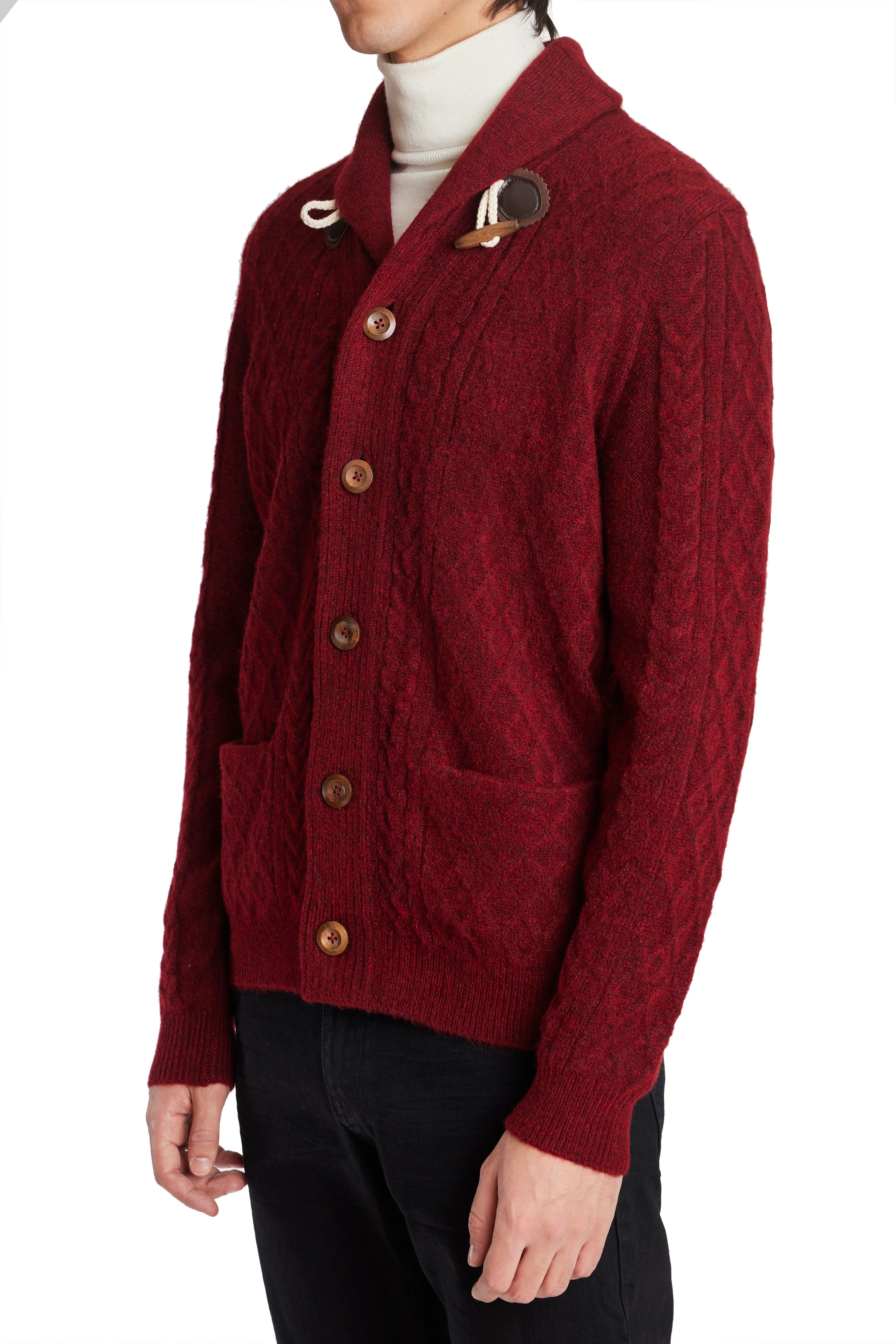 Other,Paisley & Gray, Paisley & Gray Maroon Toggle Wool-Blend Shawl Collar Cardigan, Red, Extra Large-48-TagXL