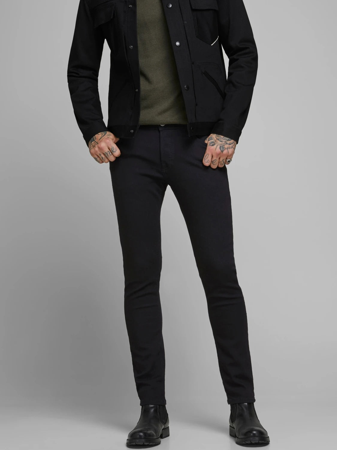 Wholesale,Jack & Jones, Jack & Jones Black Denim Slim Fit Jeans, Black, 32W-32L-Tag32