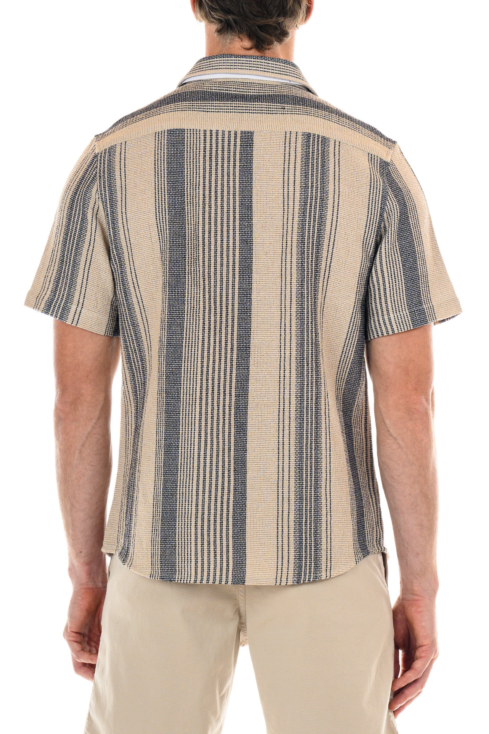 Wholesale,Original Paperbacks, Original Paperbacks Tan/Navy Stripped Textured Weave Perth Shirt, Tan, Large-43-TagL