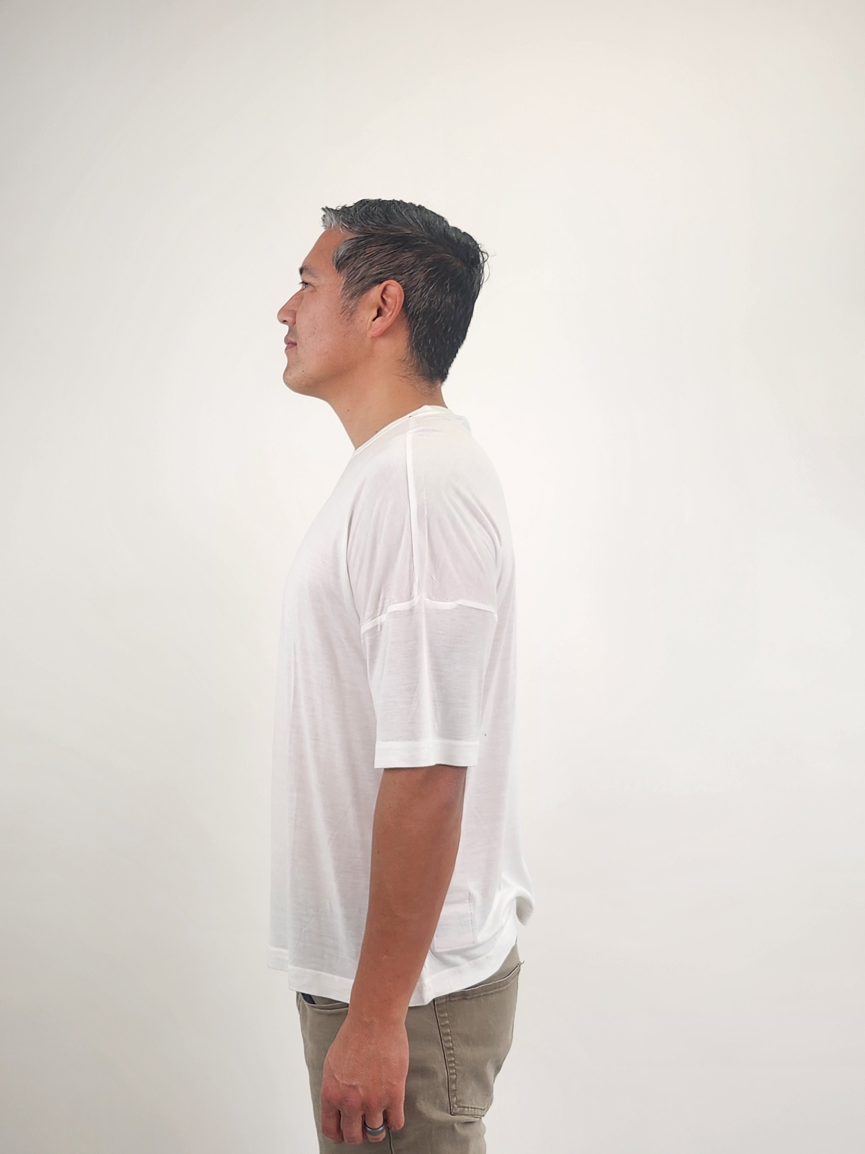 Wholesale,Reesedeluca, Reese De Luca White Drop Shoulder Short Sleeve T-Shirt, White, Large-46-TagXS
