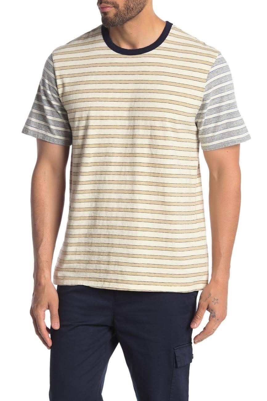 Nordstrom Rack, Baldwin Beige Stripe Mix T-Shirt, Cream, Medium-40-TagM