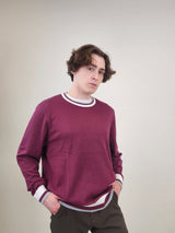 Bonobos Burgundy Knit Crewneck Golf Sweater with White Contrast