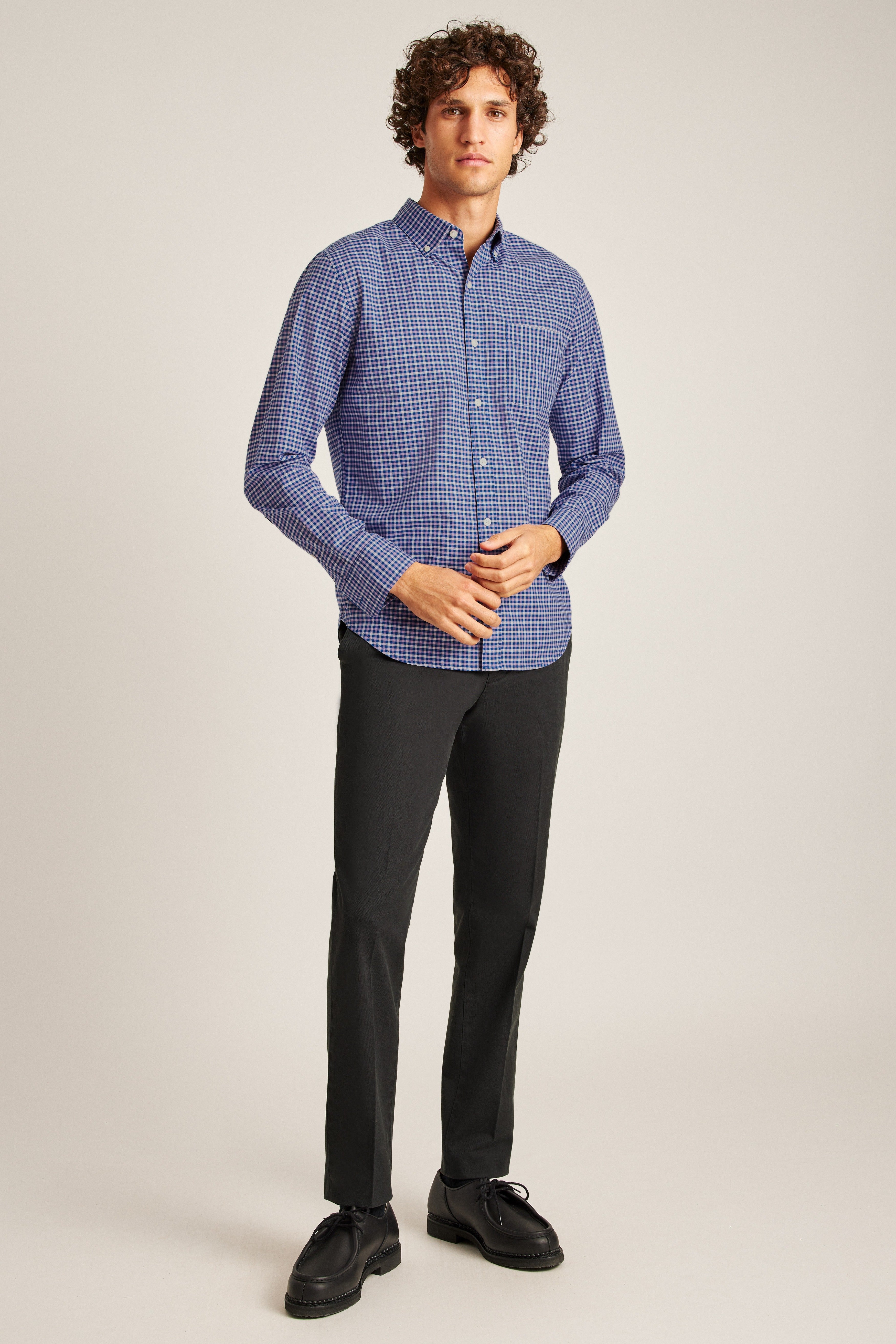 Wholesale,Bonobos, Bonobos Lavender Plaid Stretch Long Sleeve Shirt, Purple, Large-45-TagL