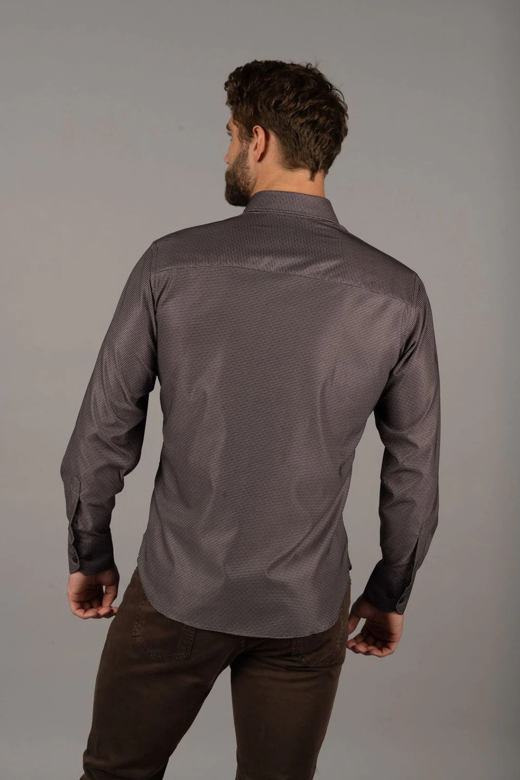 Wholesale,American Heritage, American Heritage Brown/Black Circular Print Performance Stretch Shirt, Brown, Small-42-TagSMedium-44-TagMLarge-46-TagLExtra Large-48-TagXL