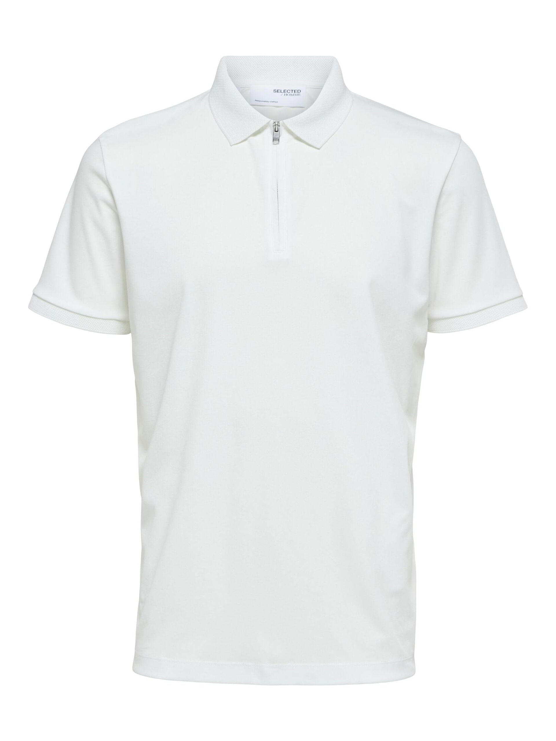 Wholesale,Selected Homme, Selected Homme White Half Zipper Short Sleeve Polo, White, Medium-42-TagM