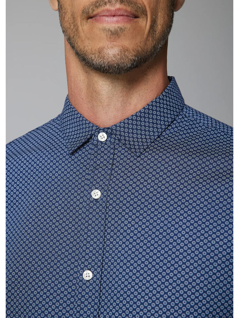 Julian & Mark Navy Blue Geo Dot Print Long Sleeve Button Up Shirt