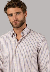 American Heritage Beige/Blue Check Performance Stretch Shirt