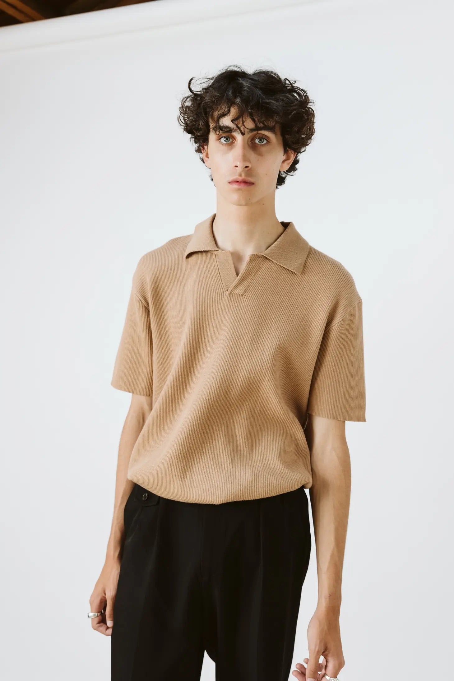 Faire,Common Market, Common Market Tan Relaxed Fit Short Sleeve Polo, Tan, Medium-40-TagM