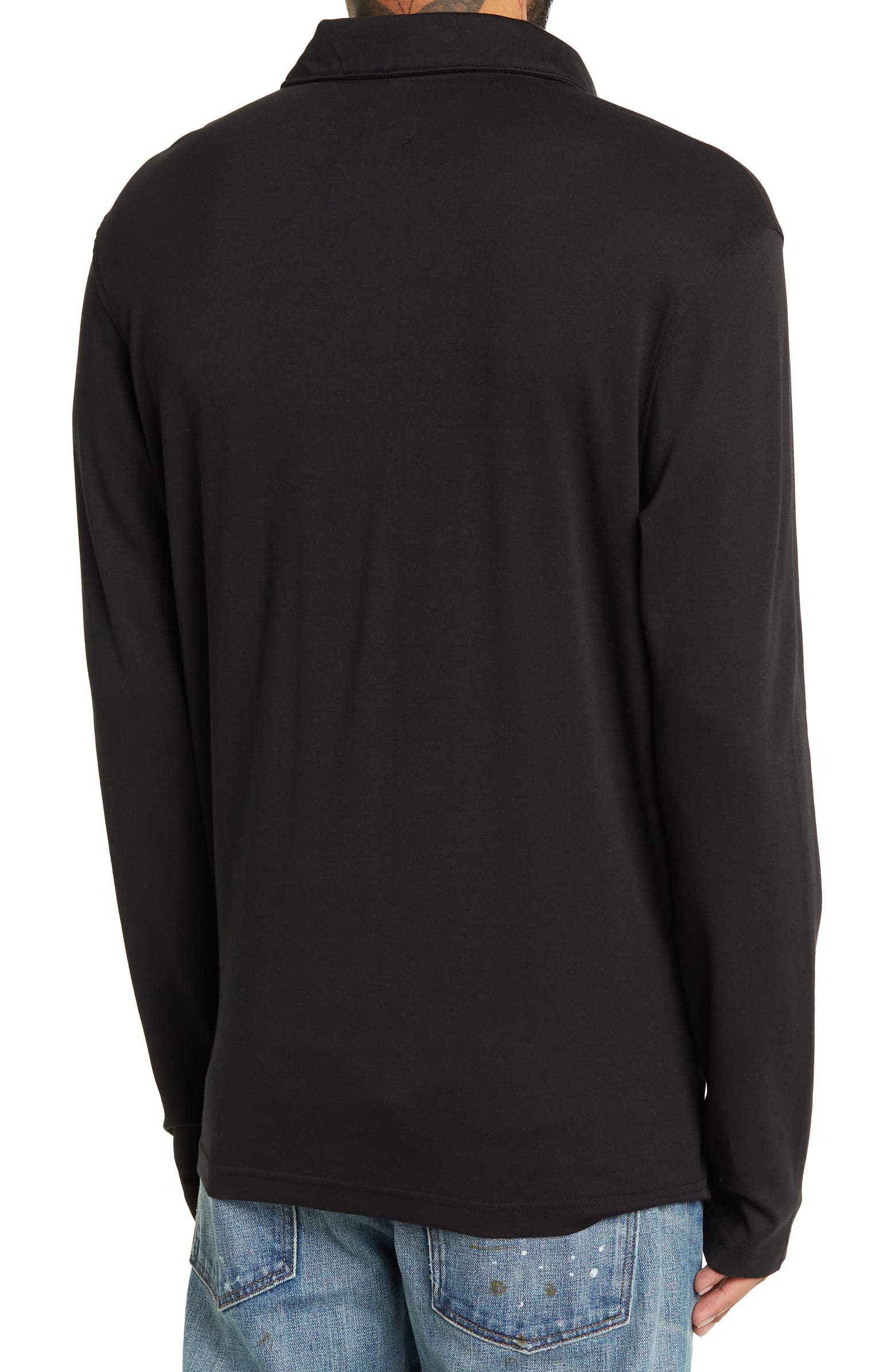 Nordstrom Rack,14th & Union, 14th & Union Black Longsleeve Knit Polo, Black, Small-37-TagS