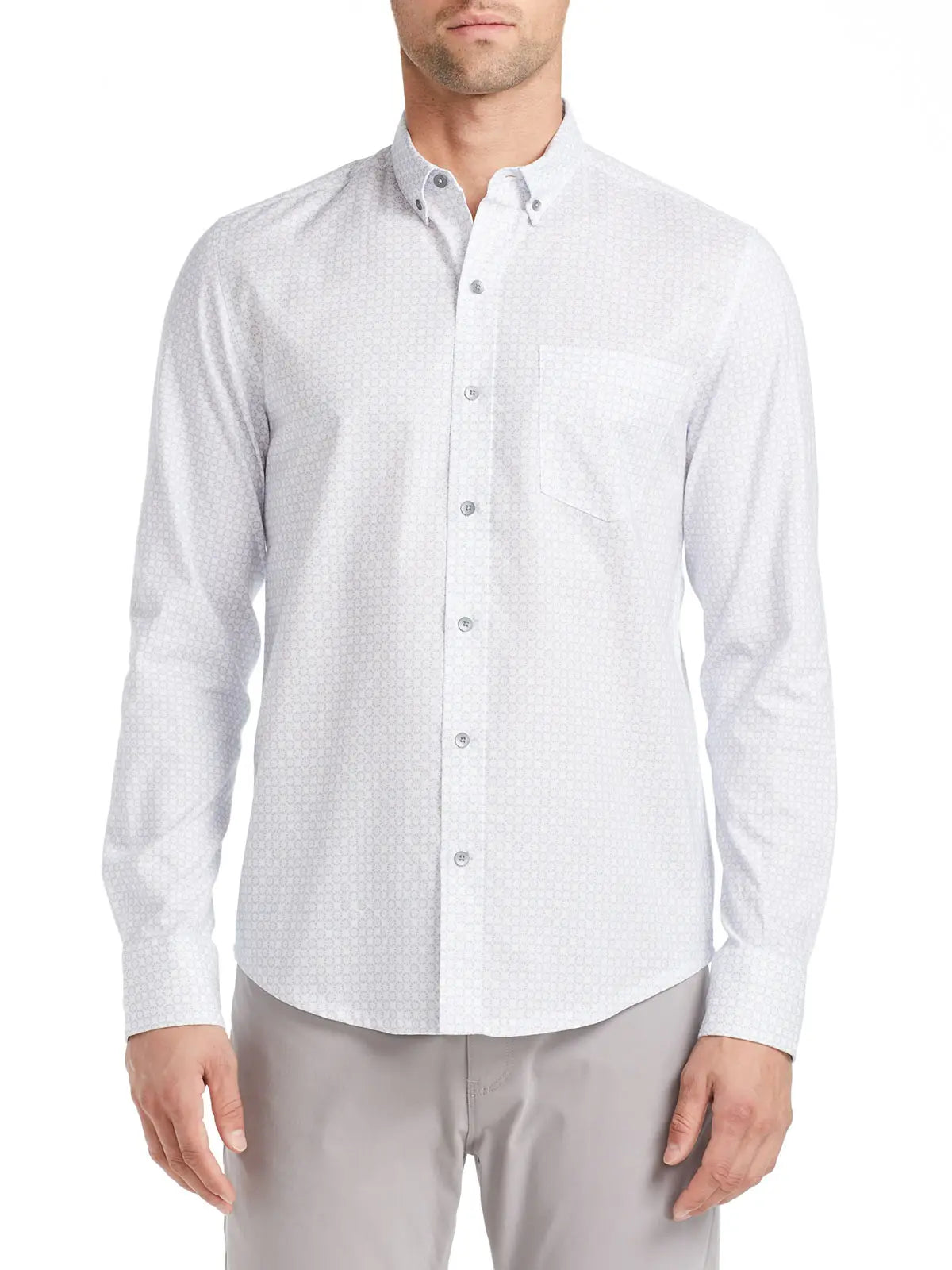 W.R.K., W.R.K Reworked Grey Floral Print Long Sleeve Shirt, White, Extra Large-46-TagXL
