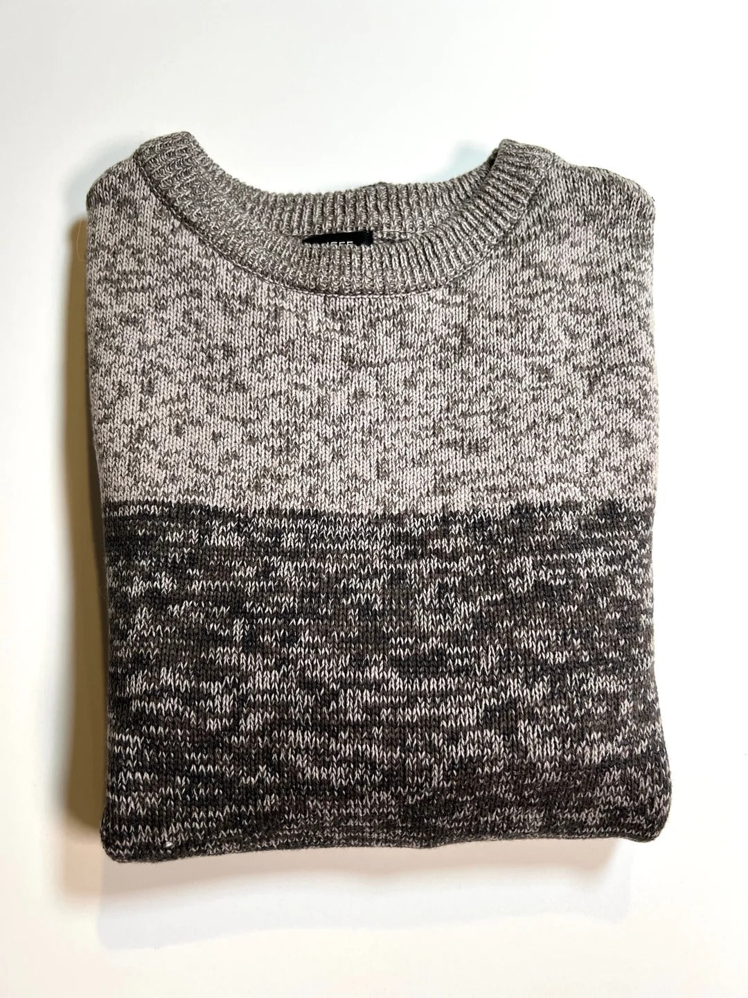 Otrium,Jeff Us, Jeff Grey Colorblock Long Sleeve Sweater, Grey, Small-40-TagM