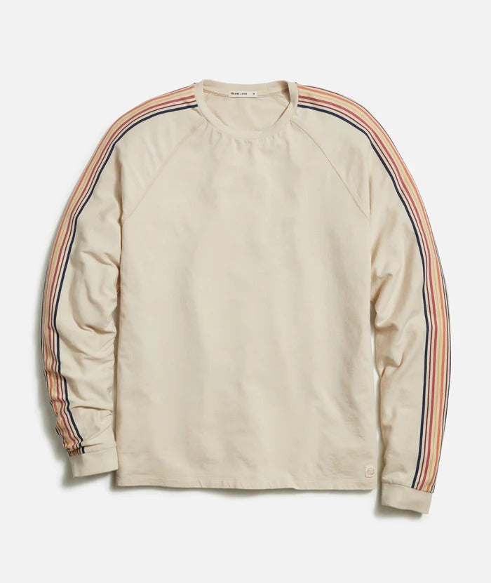 Marine Layer Cream Long Sleeve Stripe Tee