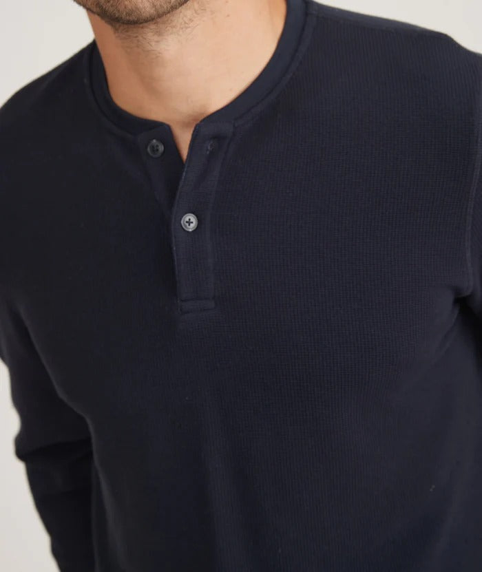Wholesale,Marine Layer, Marine Layer Navy Sport Waffle Henley, Blue, Medium-42-TagM