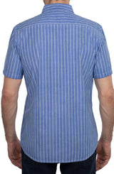 Slate & Stone Blue Stripe Short Sleeve Button Up Shirt