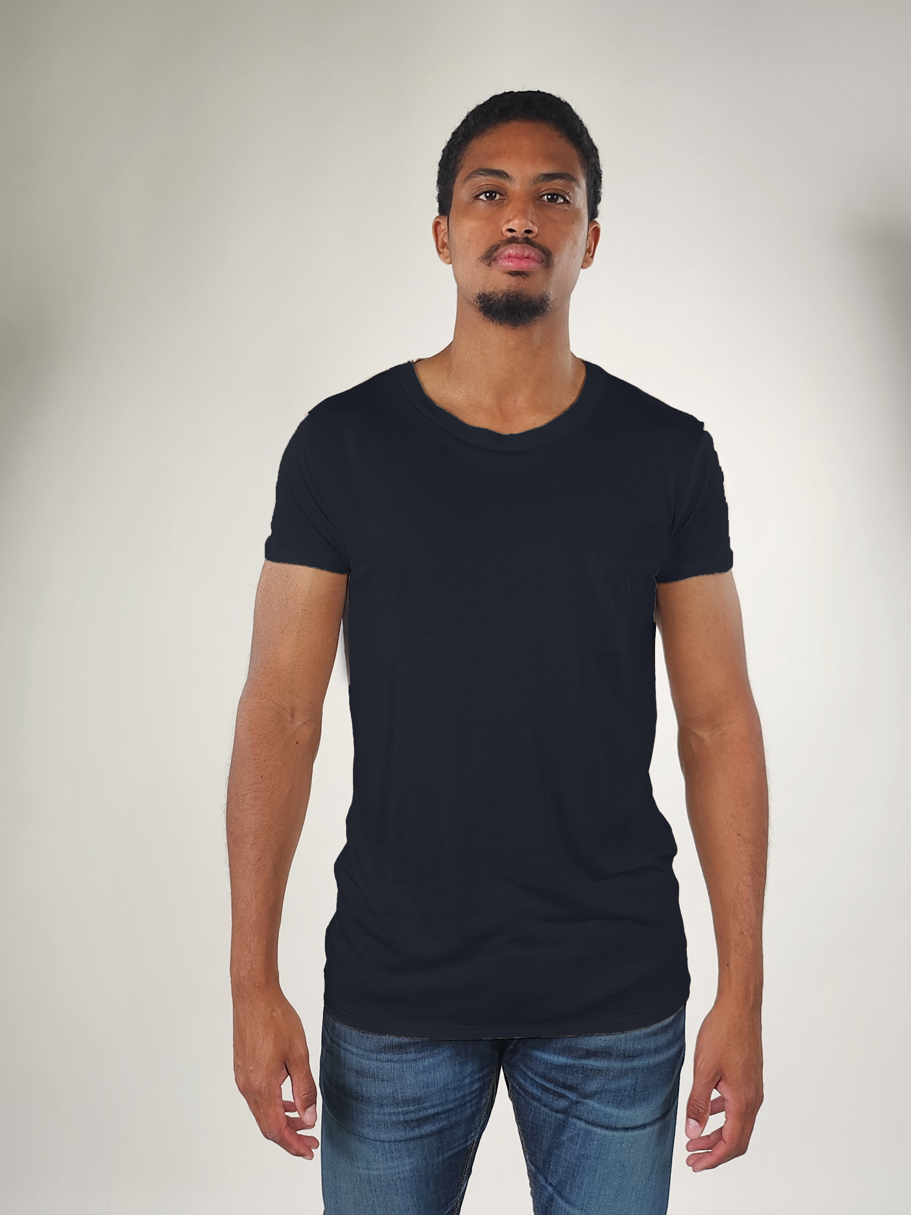 Wholesale,Reesedeluca, Reese De Luca Navy Short Sleeve T-Shirt with Inside Chest Pocket, Blue, Medium-41-TagM