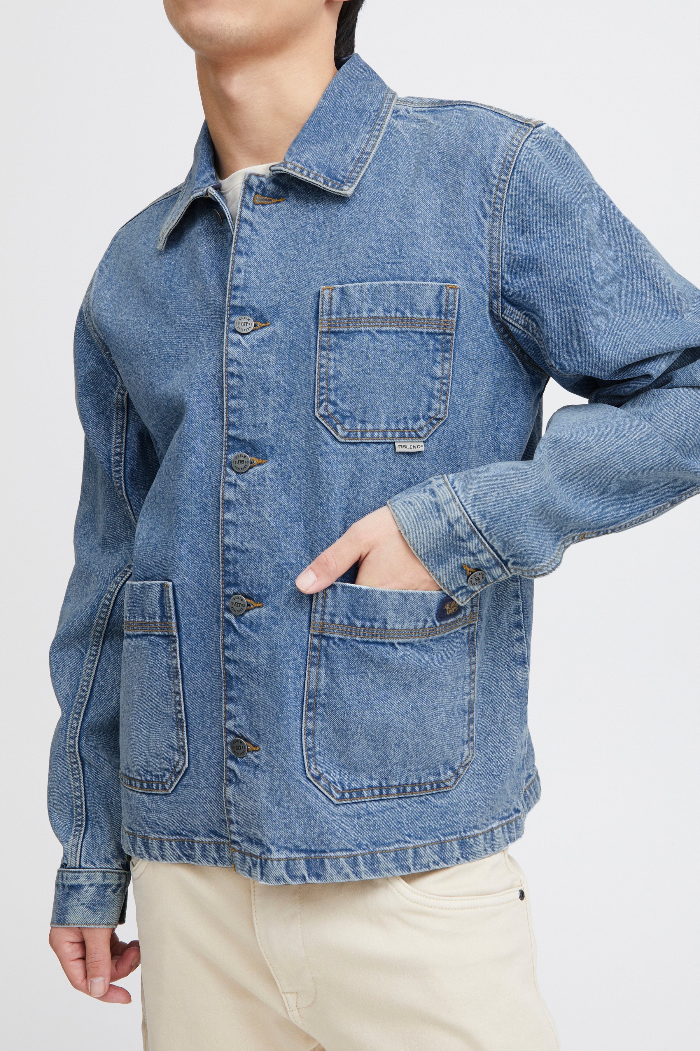 Wholesale,Blend, Blend Blue Denim Shacket, Blue, Small-40-TagS