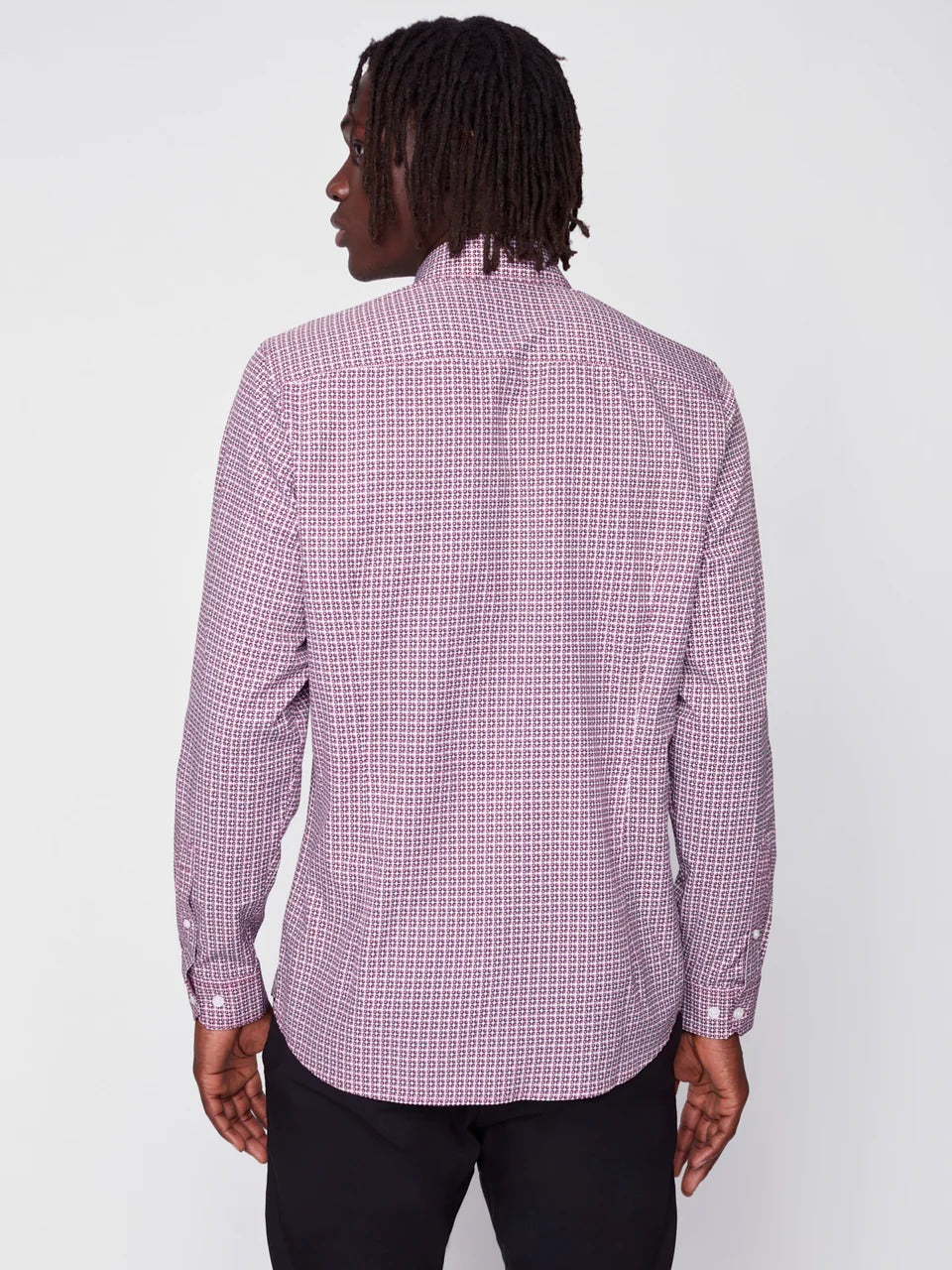 Wholesale,Projek Raw, Projek Raw Pink/Wine Geo Print Long Sleeve Stretch Shirt, Purple, Extra Large-48-TagXL