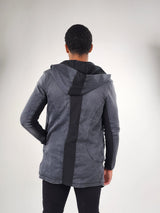 Reese De Luca Grey Wash Long Sleeve Hood Jacket with Black Contrast