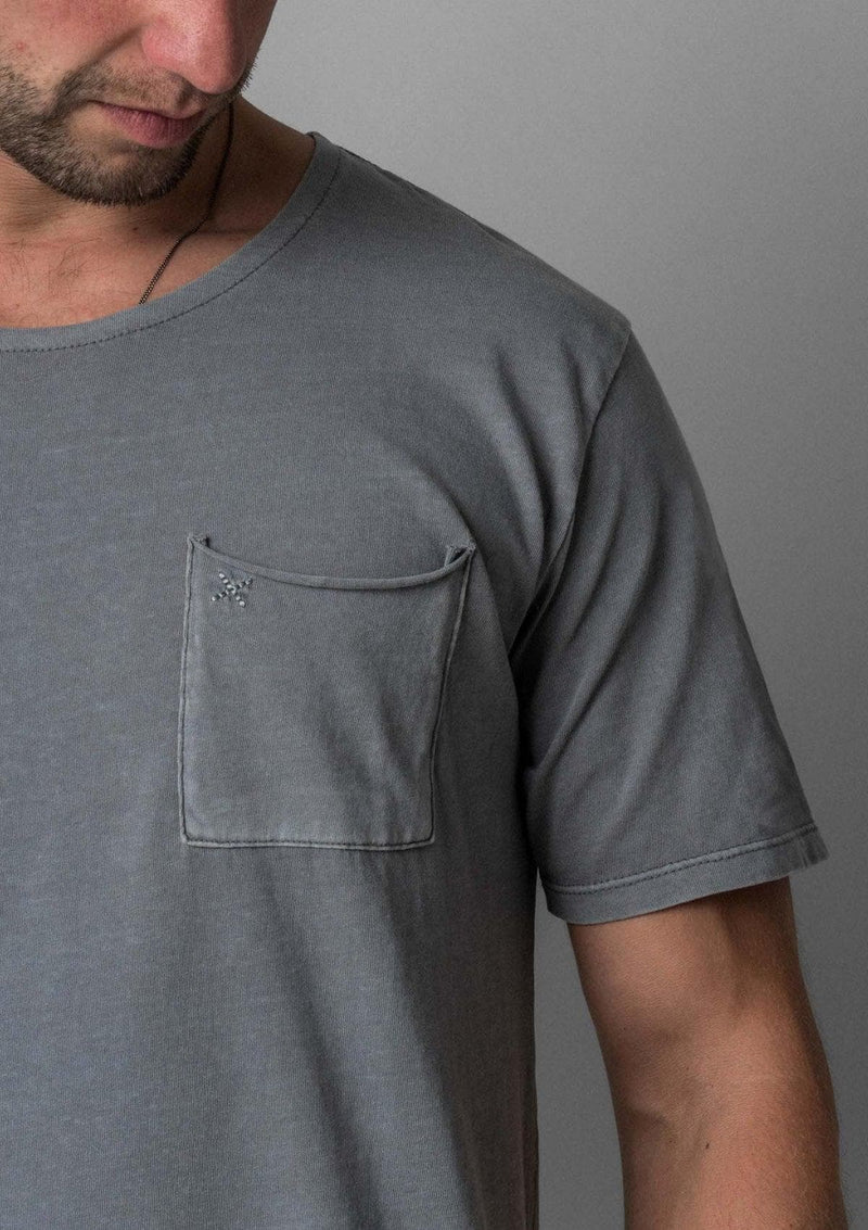 Acapella Grey X Pocket Curved Hem Tee