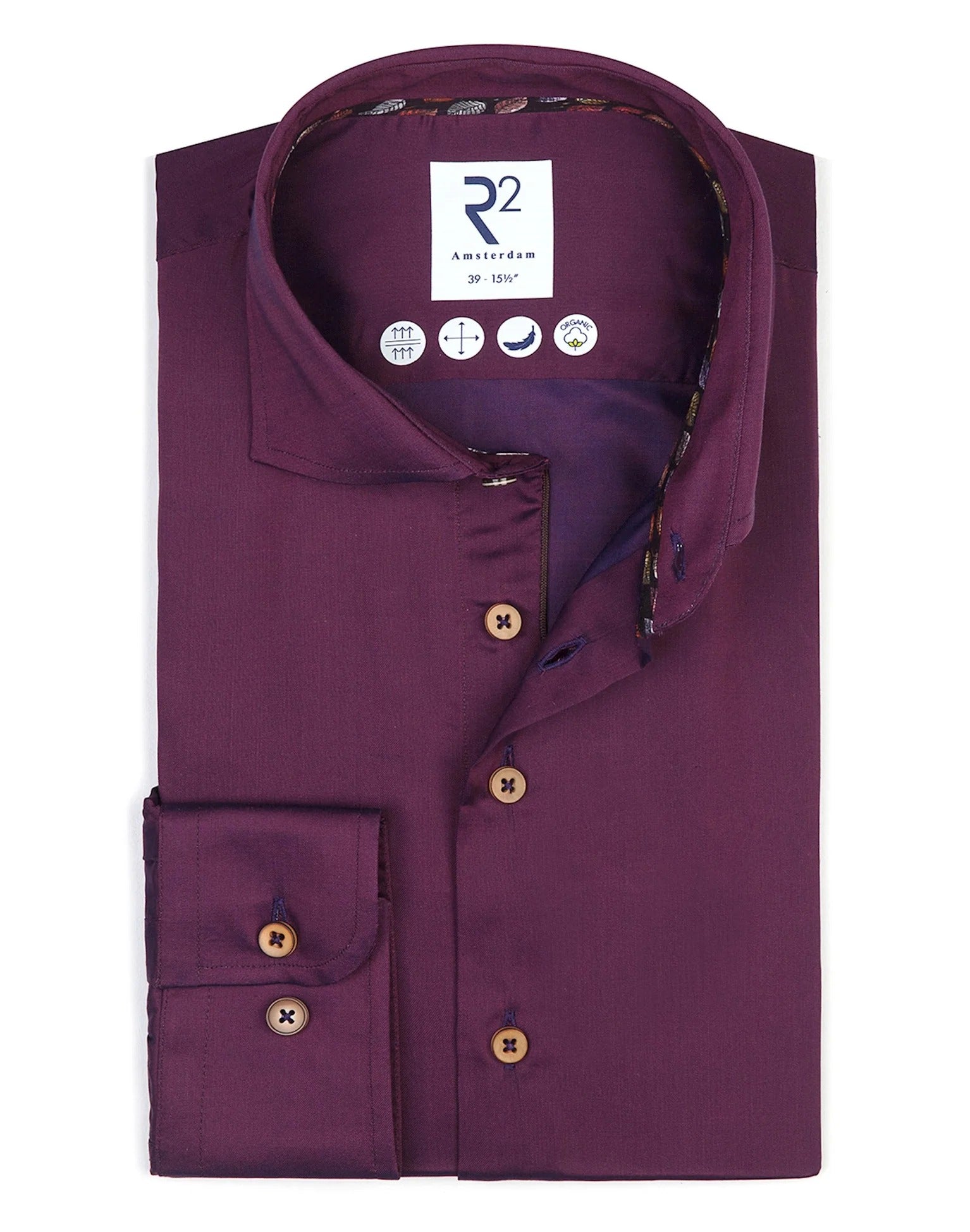 Brand Partner,R2 Amsterdam, R2 Amsterdam Purple Long Sleeve Button Up Tencel Shirt, Purple, Small-41-Tag39