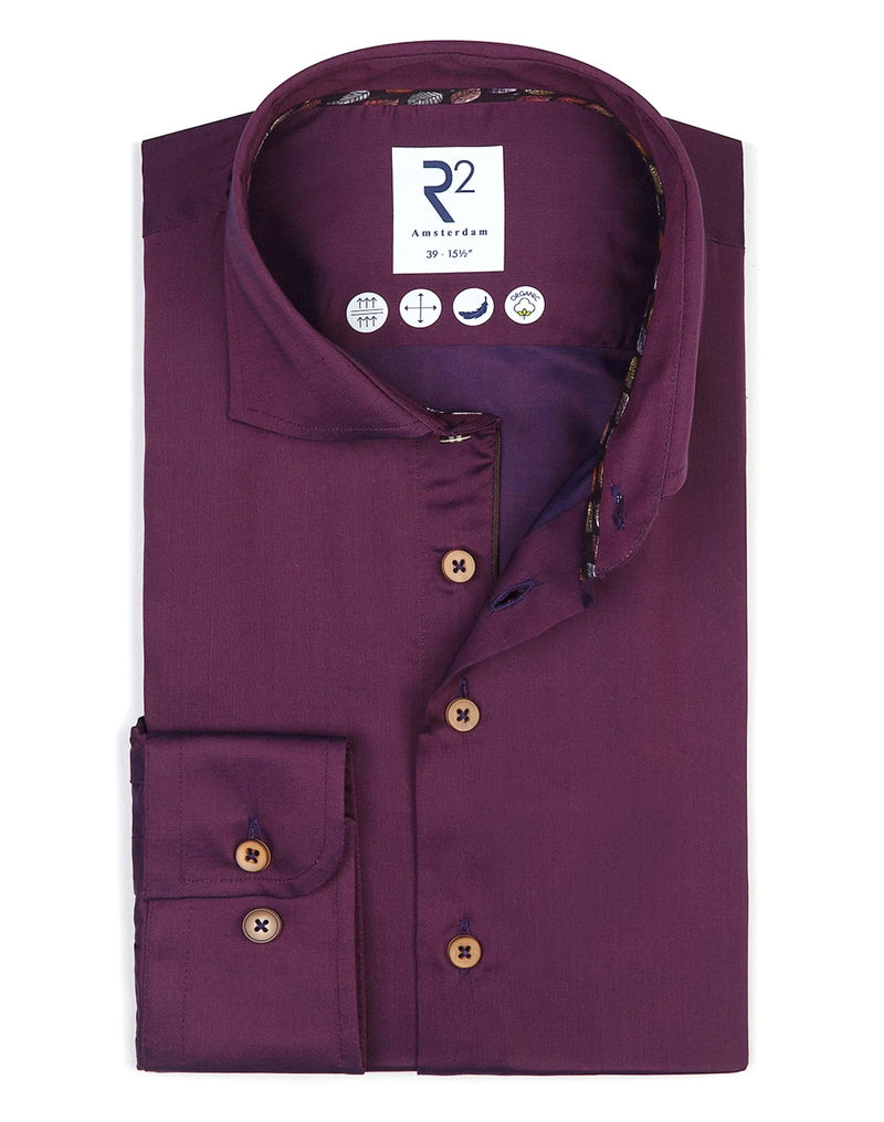 R2 Amsterdam Purple Long Sleeve Button Up Tencel Shirt