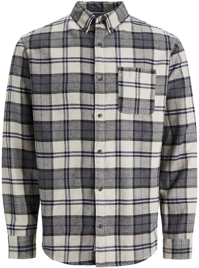 Wholesale,Jack & Jones, Jack & Jones Dark Grey/Navy Plaid Flannel, Grey, Extra Large-50-TagXXL