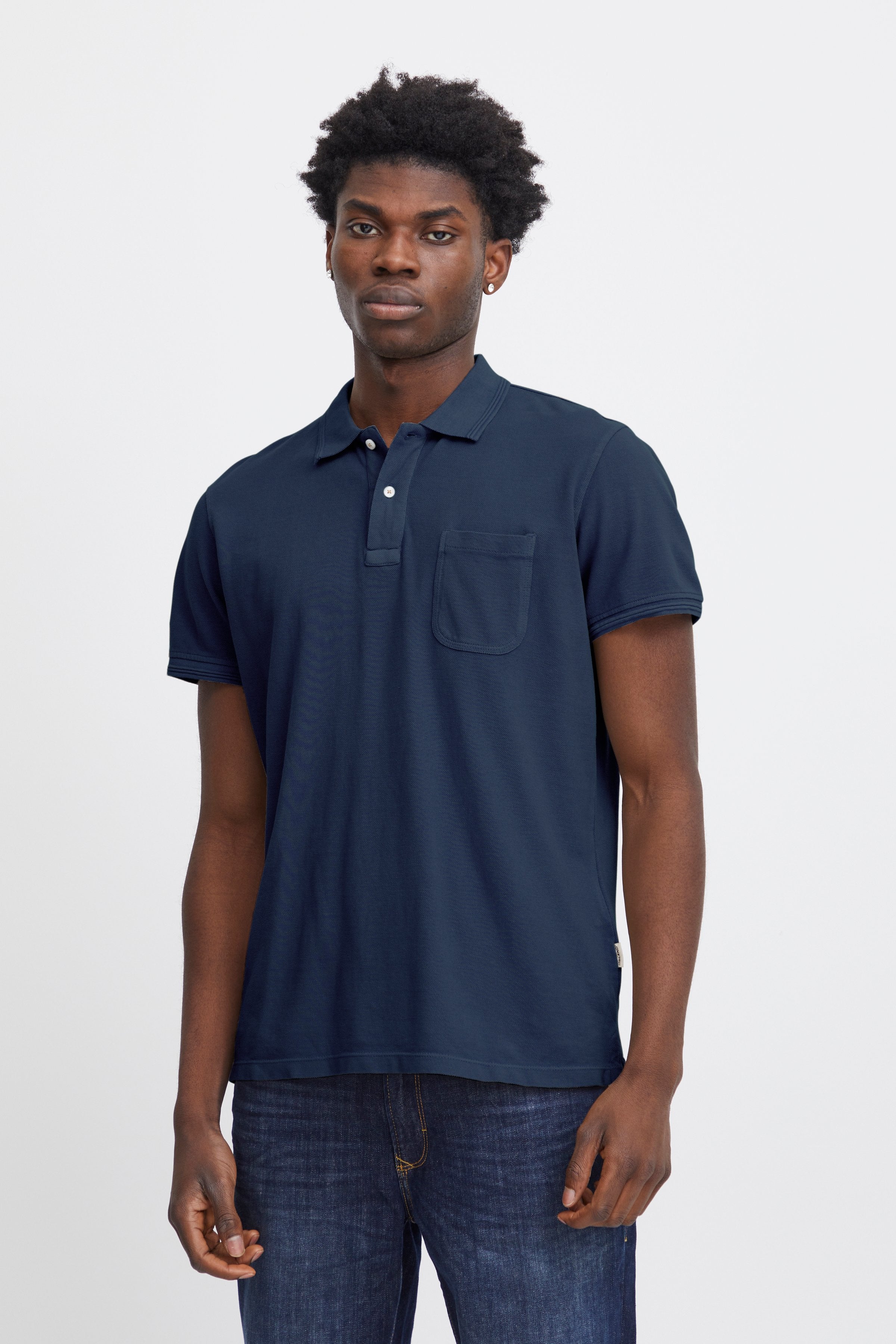 Wholesale,Blend, Blend Navy Short Sleeve Polo, Blue, Large-44-TagL