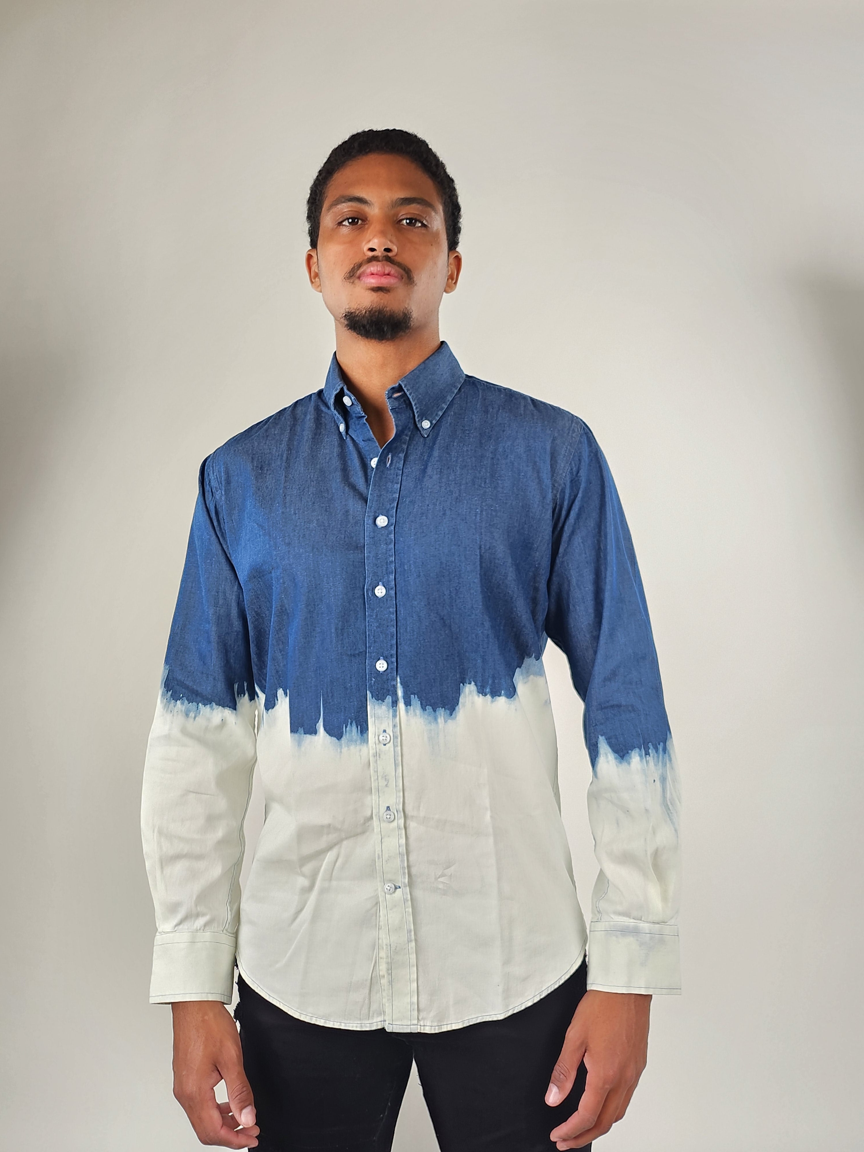 Wholesale,Brisk, Brisk Dark Wash Dip Denim Shirt, Blue, Extra Large-50-Tag17