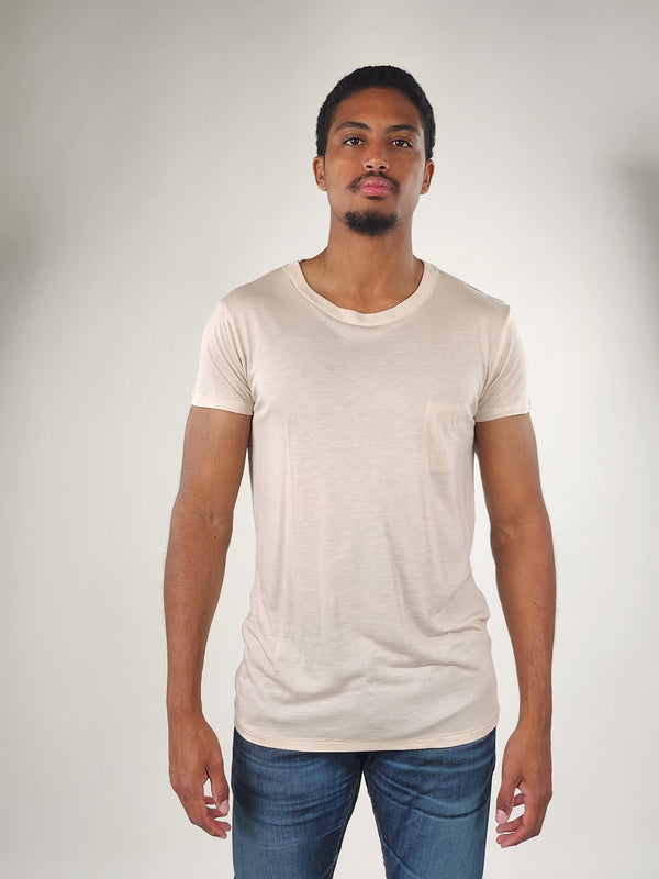 Reese De Luca Cream Short Sleeve T-Shirt with Inside Chest Pocket