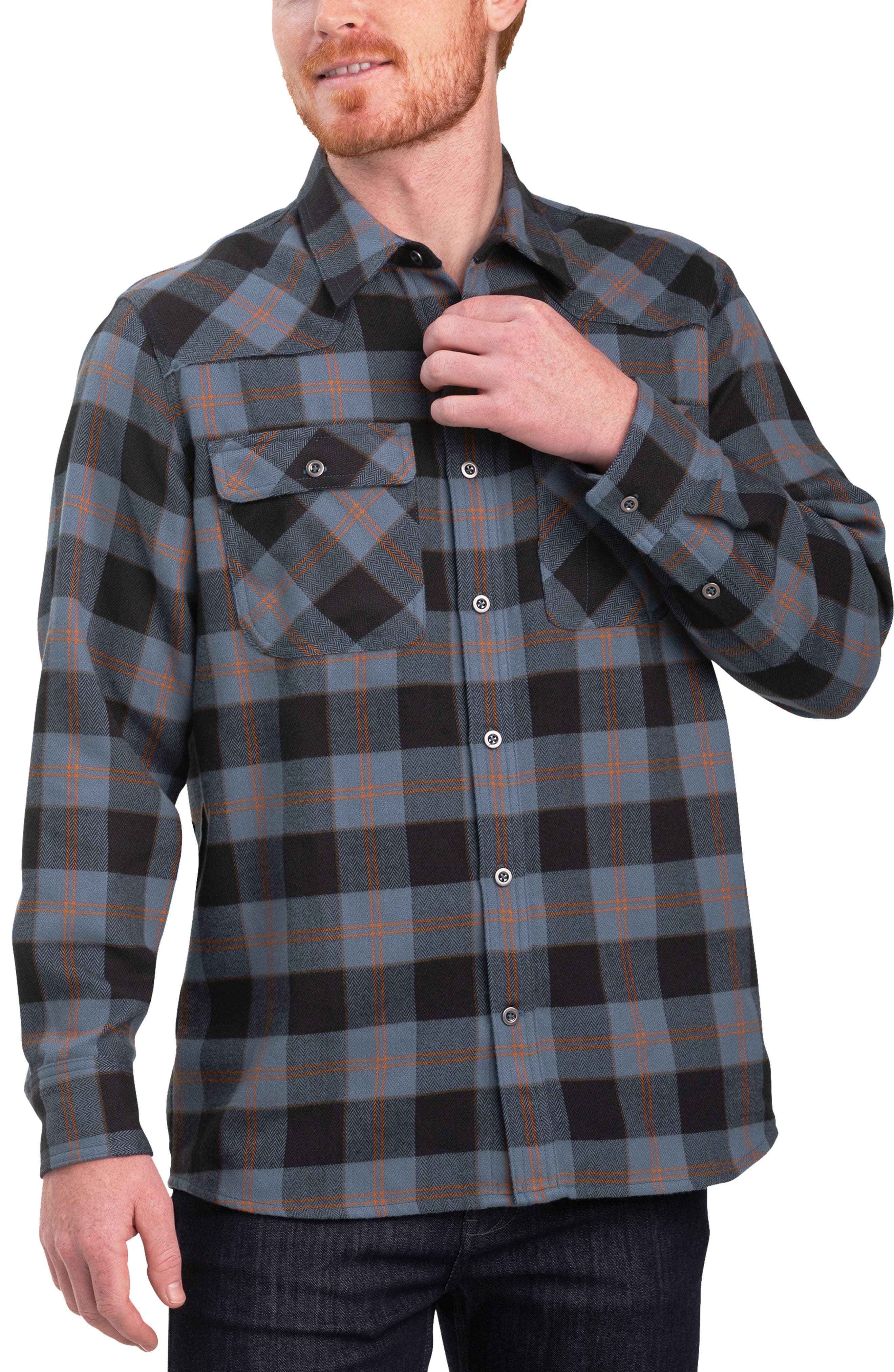 Nordstorm Rack,Outdoor Research, Outdoor Research Blue & Black Plaid Flannel Overshirt, Blue, Medium-44-TagM