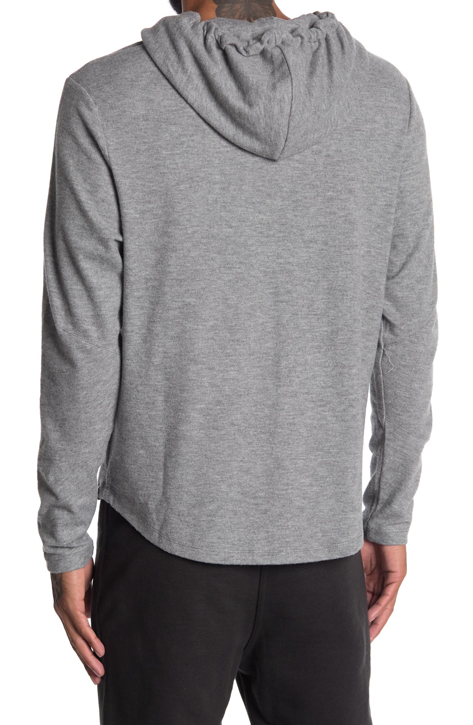 NORDSTROM RACK, PTO Light Grey Heather Curved Hem Hoodie, Grey, Small-41-TagS